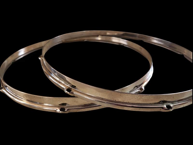 Vintage Pair (2) 1940's-50's Slingerland Radio King 16" NOB 8-Hole Floor Tom Double Flange Hoops image 1