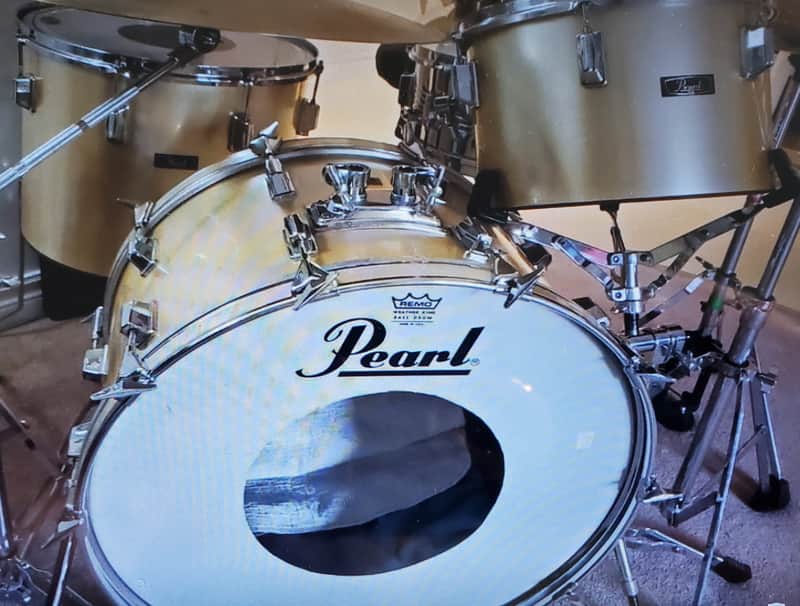 3PC VTG 1970's PEARL Drum Kit 22",16",13" Gold Satin "Phenolic" Drum Kit - Gorgeous Clean A+ image 1