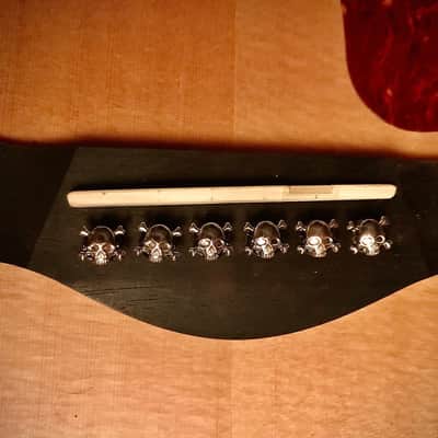 Triple C Woodworking-Got Bridge Pins? Ebony Bridge Pins with Silver Skull and Crossbones Tops image 1