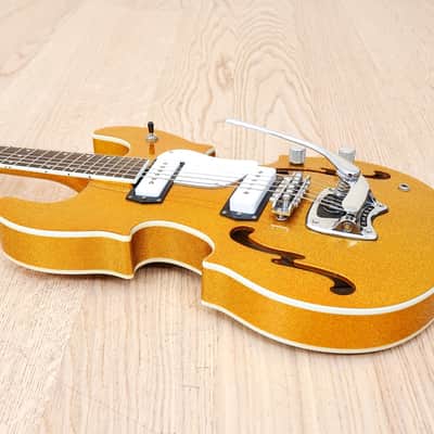 2005 Hallmark Stradette Semi-Hollowbody Electric Guitar Gold Sparkle Mosrite w/ohc image 10