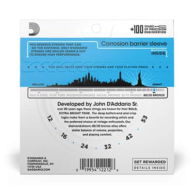 D'addario - EJ11 80/20 Bronze Acoustic Guitar Strings, Light, 12-53 image 2