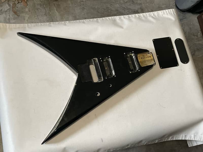 1990's MIJ Jackson Professional King V Black Guitar Body Floyd Tremolo Ready image 1