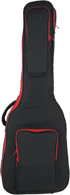 Padded Electric Guitar Gig Bag, Black/Red, Adjustable Neck Pad, Secure Strap, 0.4" Foam Padding, Water-Resistant, Front & Bottom Pockets, for Musicians and Travel image 1