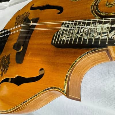 Mandolin Handmade by Blueberry, 8 String Wood Celtic Motif Mandolin,Custom Handcrafted Wooden,Steel String, Beautiful Sound, Hard Case Incl. image 3
