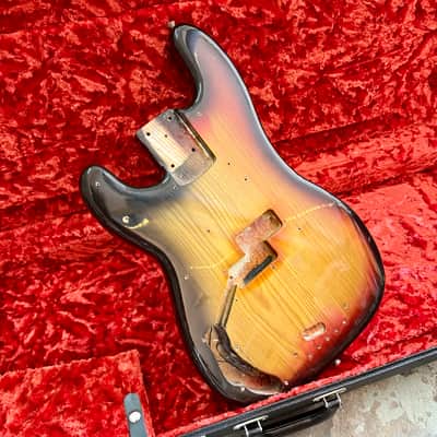 LEFTY! -Fender Precision bass body 1975 - Sunburst original vintage USA left handed LH image 1