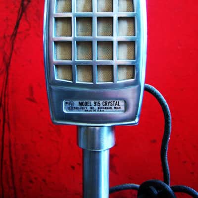 Vintage 1950's Electro-Voice 915 Omnidirectional Crystal Microphone Hi Z harp mic w 427 stand and cable image 3