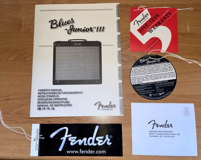 Fender Blues Junior amp-Paper Manual/Hang tags/Stickers etc. mid 2000s. image 1