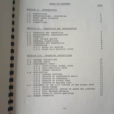 Operating Manual for Urei 1178 Dual Peak Limiter 1988 image 3
