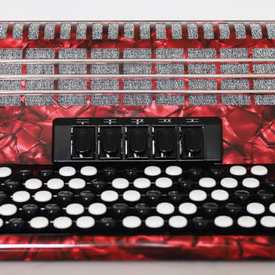 NEW Weltmeister Romance 703 5 Rows Chromatic Button Accordion, made in Germany, 96 Bass buttons, B-Gripp, Red, incl. Straps and Case, Shipping from USA image 5