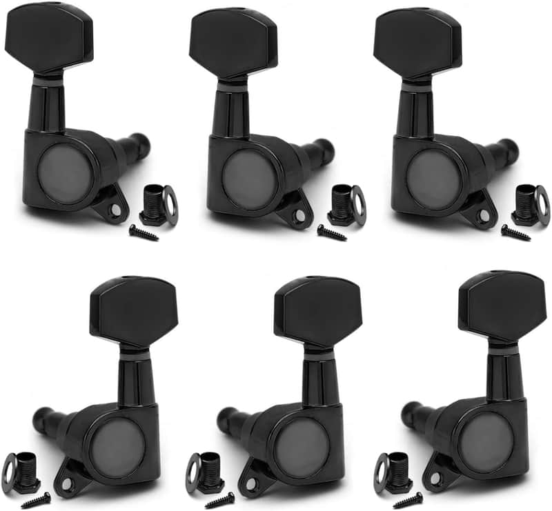 6 Pieces 3L3R Guitar tuner pegs,Big Square Sealed guitar tuning pegs tuners machine heads,Electric Guitar (Black) Acoustic image 1