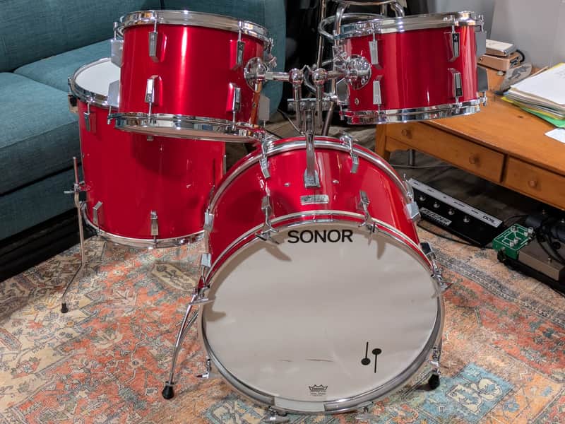 Sonor Made in Germany Mid 70's Champion Red 4 Pc Drum Set 22, 16, 8, 9, Clean! image 1