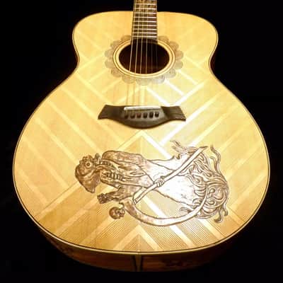 Blueberry Handmade Jumbo Size Acoustic Guitar Reaper Motif image 10