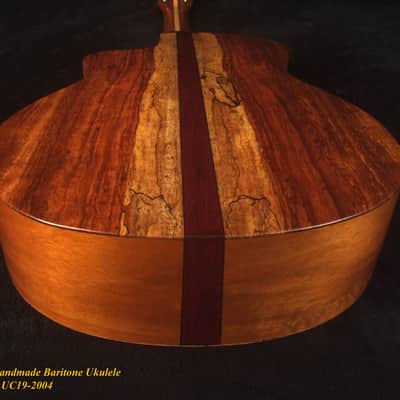 Handmade Baritone Ukulele, Solid Spalted Maple, Spalted Rosewood Cutaway, 4 String, Soft-bag, Bruce Wei UC19-2004 image 8