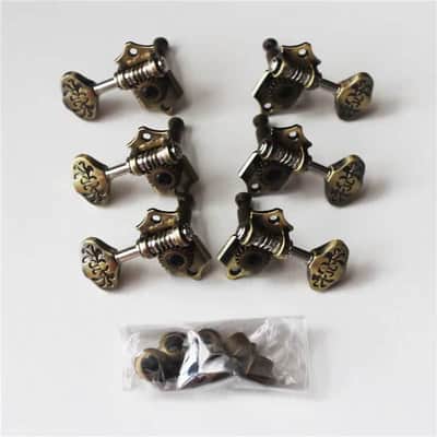 Bronze 3R3L Open Gear Guitar Machine Heads Engraved Tuning Pegs image 2