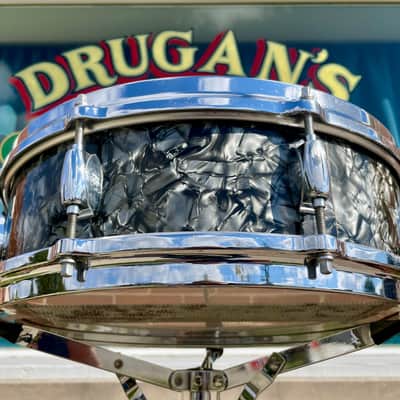 1960s Gretsch 4x14 Progressive Jazz X4175 Snare Drum Black Diamond Pearl image 6
