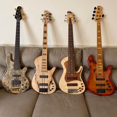 Lakland 55-94 US Custom Deluxe Buckeye Burl over Ash, Ebony Board, Gold Hardware image 5