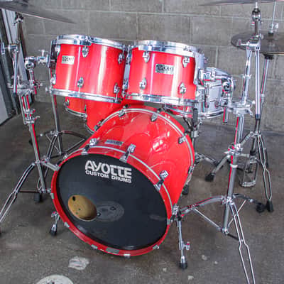 Ayotte 80s "Ray Era" Red Gloss One-Way Shade 5-Piece Drum Kit (22/16/14/13/12) image 6