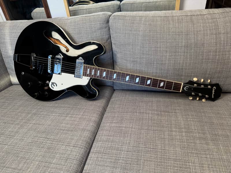 Epiphone Casino Peerless Korea Reissue 2001 Ebony Black with USA Case and Klusons image 1