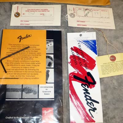 Fender Telecaster 1990s Case Candy Packet Tele Build Sheet Tag, Owner's Manual, Adjustment Tools, Parts Booklet, Specs Booklet, Made in USA Tag Inspection Tag Complete image 5