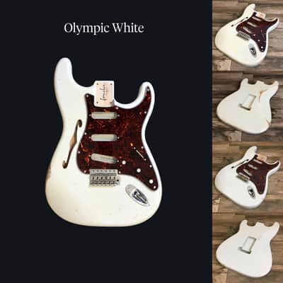 Made to Order - FRANCHIN Mercury F guitar body Relic Aged 100% Nitro Lacquer (Sunburst/ Black/ White/ Blue/ Green/ Yellow/ Red/ Pink/ Burgundy/ Purple/ Gold/ Silver, etc.) Basswood Poplar Stratocaster-Strat-S-Style F-hole Thinline Made in Italy image 5