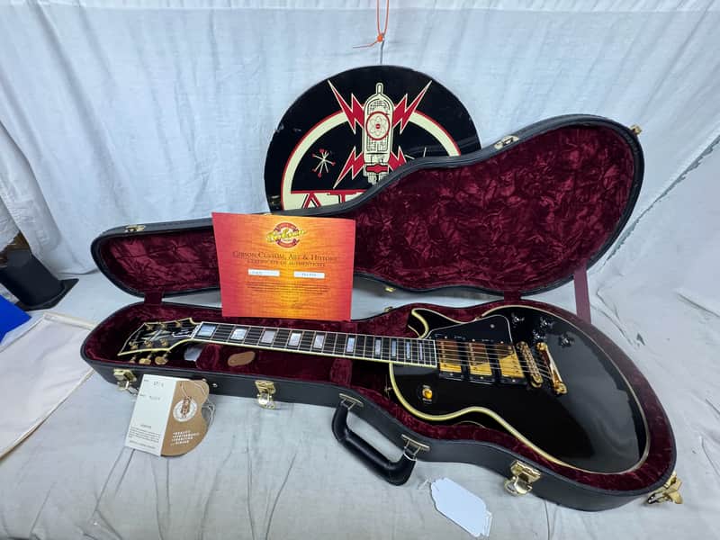 Gibson Custom Shop LPB-3 lpb3 Les Paul Custom Guitar with COA + Case - Ebony / Black image 1