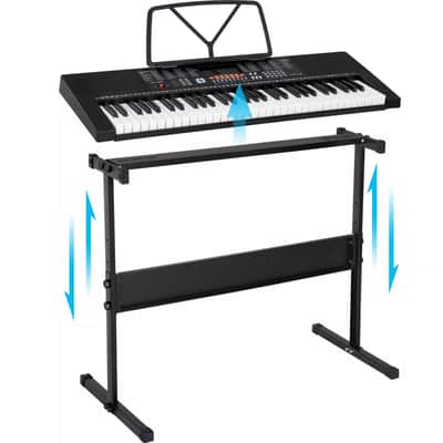 NEW 61 Key Electronic Keyboard Piano Organ with Microphone Stand Stool Earphone 2024 - Black image 3