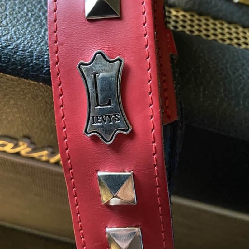 Levy’s Studded Leather Guitar Strap Red