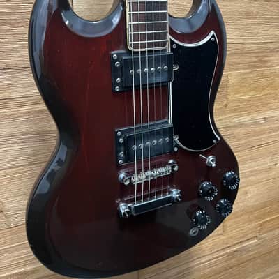 Carlo Robelli SG Style guitar  1970's  MIJ- Red/brown burst w/OHSC image 3
