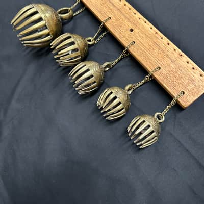 Dobani ELPB 5-Piece Elephant Bells on Rack, Solid Brass, Graduated from 1.5"-3" image 3