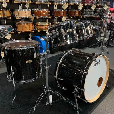 ~NEW~ Pearl STS924XSP/C316 Session Studio Select Birch/Mahogany Hybrid 4-Piece 10/12/16/22 Drum Kit Set in Black Halo Glitter Lacquer image 3