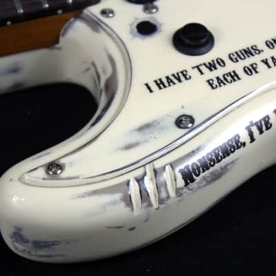 Custom Painted and Upgraded Fender Squier Standard (LH) Strat - Aged and Relic'ed With Graphics image 8
