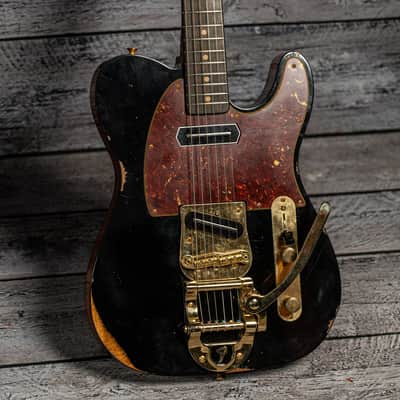 Fender Custom Shop Limited Edition Bow Tie Telecaster Custom Relic with Gold Hardware - 3A Rosewood Fingerboard, Black with Aged Natural Back and Sides image 6
