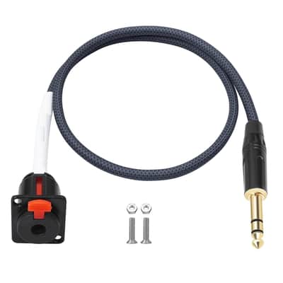 1/4 inch Pass Through Cable, 6.35mm Female Panel Mount to Male Connector Adapter, Mic Feed/Pass Thru Converter for Stage Box, Patch Panel, Floor Box (1/4" D-Type Female to Male 2FT) image 1