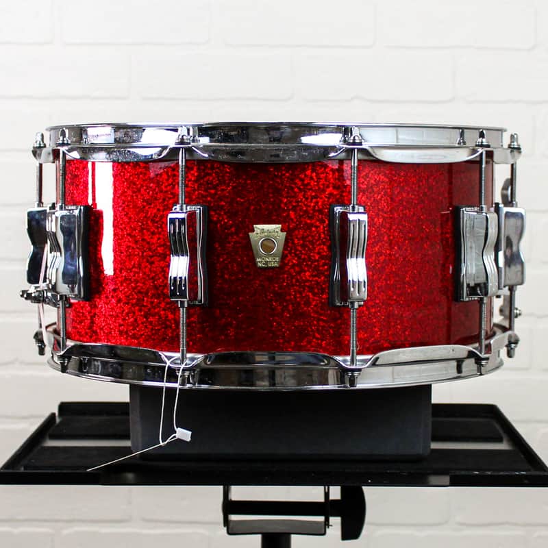 Preowned Ludwig Classic Maple 6.5"x14" Snare Drum - Red Sparkle image 1