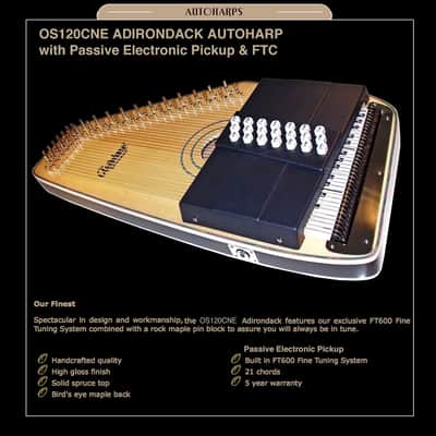 Oscar Schmidt OS120CNE Adirondack Solid Spruce 21 Chord Acoustic-Electric AutoHarp w/Passive Pickup image 9