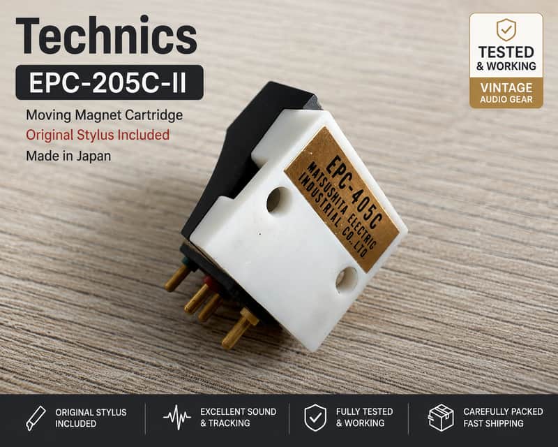 Technics EPC-205C-II Cartridge w/ Original Stylus Tested Japan MM image 1