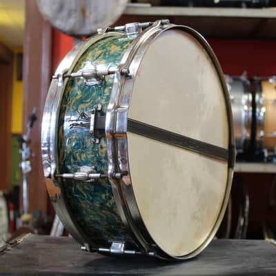 1930s Leedy 5x14 Professional Model Snare Drum in Rainbow Pearl image 5