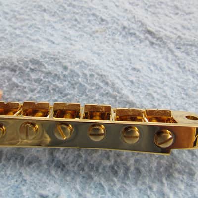 Schaller Style Gold Tune-O-Matic Bridge Unlabeled Gold Super Clean Tune-O-Matic Style Bridge Looks Like A Schaller image 2