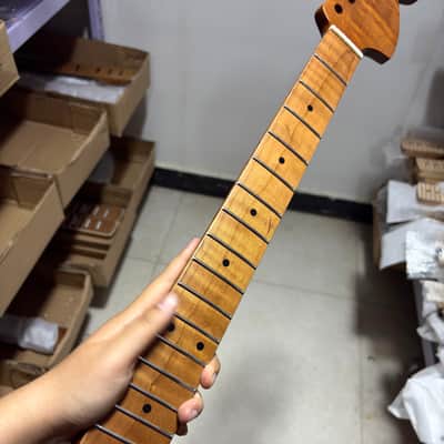Big head 21 Fret Roasted Flame Maple eletrick guitar neck 25.5 inch replace nut:42mm hole:10mm image 6