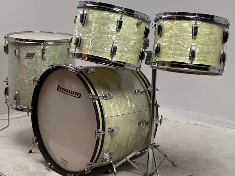 Ludwig 22/13/14/16" 70's 3-ply Drum Set - White Marine Pearl image 1