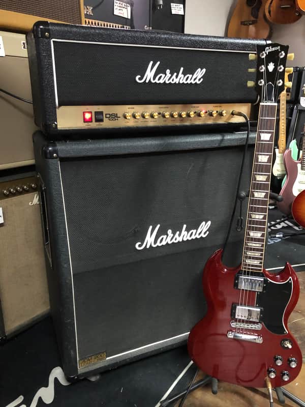Stack avec Tête Marshall DSL100HR 2 canaux 100 Watts à lampe + Baffle 4x12 Lead 1960 image 1