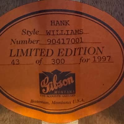 1997 Gibson Hank Williams Jr Southern Jumbo #43 Limited Edition image 7