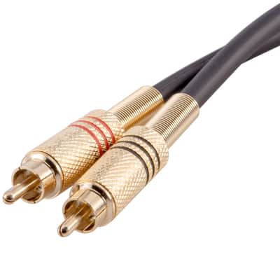 Premium Black 1 Foot Dual RCA Male to Dual RCA Male Audio Patch Cable image 3