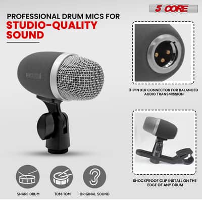 5 Core Conga Mic Snare Tom Microphone Drum Kit Condenser XLR Instrument Mics image 6