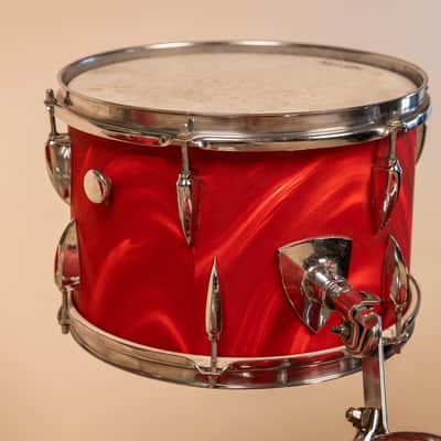 Vintage Mica-Sonic MIJ Red Satin Flame Drum Set image 20