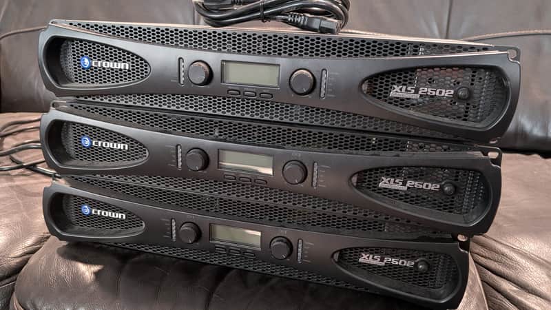 (3) Crown XLS 2502 DriveCore 2 Power Amplifiers — Church-Pulled, Low Hours, w/ Cords image 1