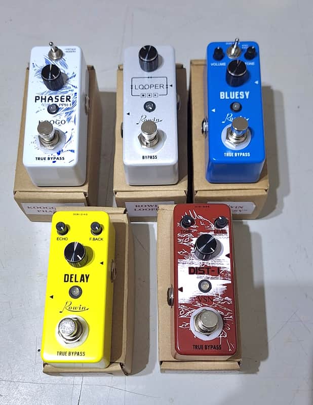 Lot Of 5 New Mini Pedals *Delay Distortion Phaser Looper Bluesy* image 1