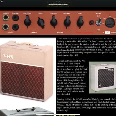Vox AC-10 2-Channel 10-Watt 1x10" Guitar Combo 1961 - 1963 - Fawn image 18
