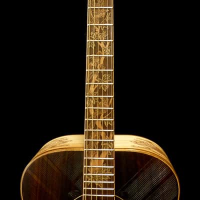 Blueberry Dreadnought Acoustic Steel String Guitar Birds Motif - Hand Made and Hand Carved image 9