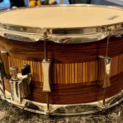 Pork Pie PP65X14RZ 6.5x14" Rosewood Zebra Maple Snare Drum 2010s - Natural image 3